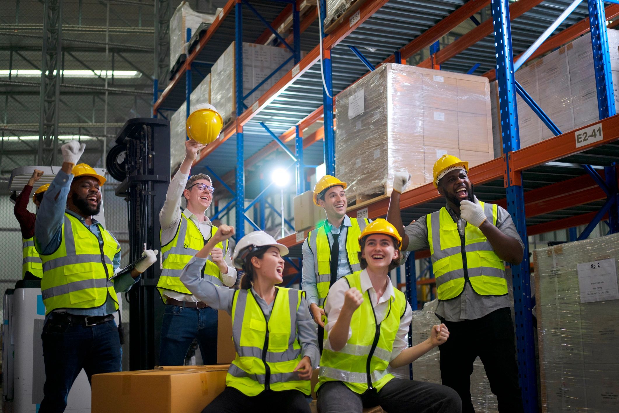 Warehouse team working together in a supply chain environment